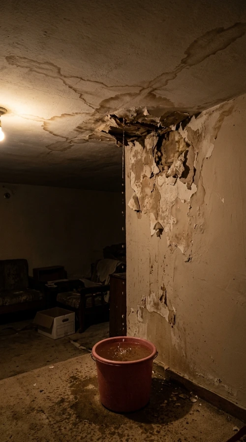 Severe interior water damage from undetected roof leak - Roof Leak Detection & Repair services needed